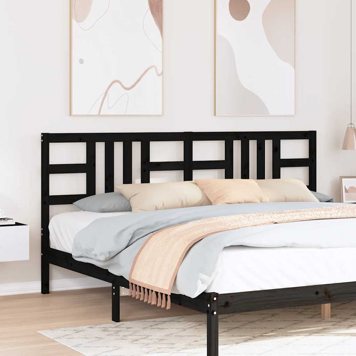 sengegærde 206x4x100 cm massivt fyrretræ sort