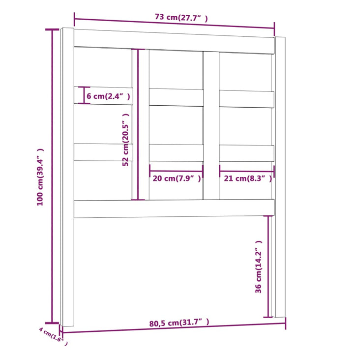 sengegærde 80,5x4x100 cm massivt fyrretræ sort