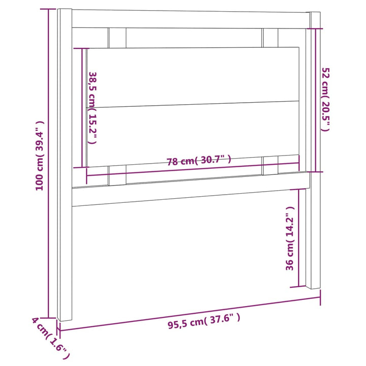 sengegærde 95,5x4x100 cm massivt fyrretræ grå