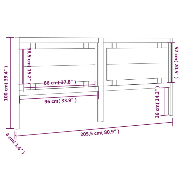sengegærde 205,5x4x100 cm massivt fyrretræ sort