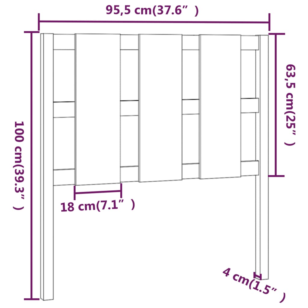 sengegærde 95,5x4x100 cm massivt fyrretræ grå