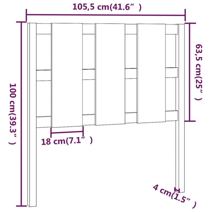 sengegærde 105,5x4x100 cm massivt fyrretræ grå