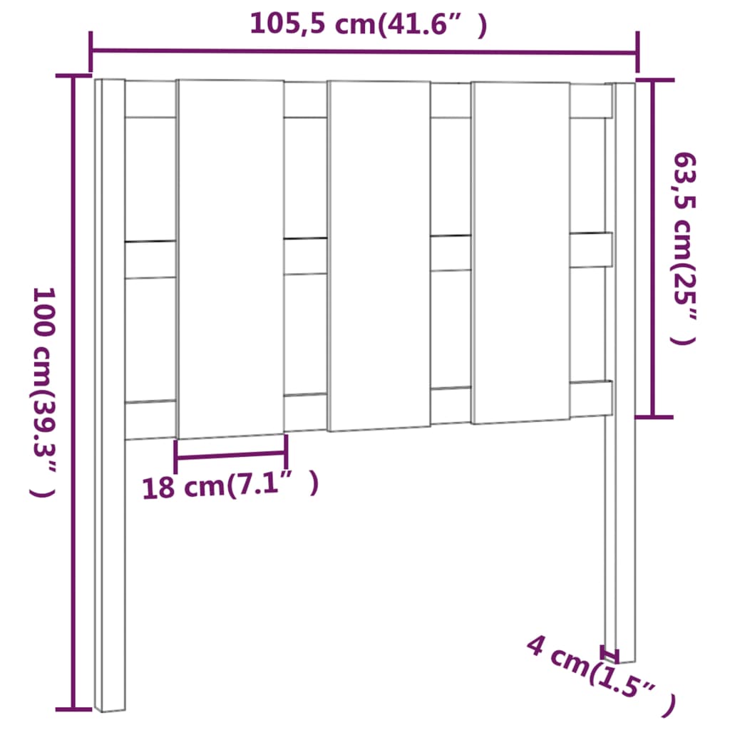 sengegærde 105,5x4x100 cm massivt fyrretræ sort
