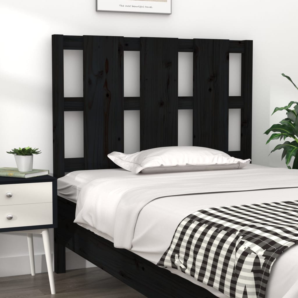sengegærde 105,5x4x100 cm massivt fyrretræ sort