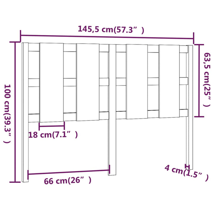 sengegærde 145,5x4x100 cm massivt fyrretræ sort