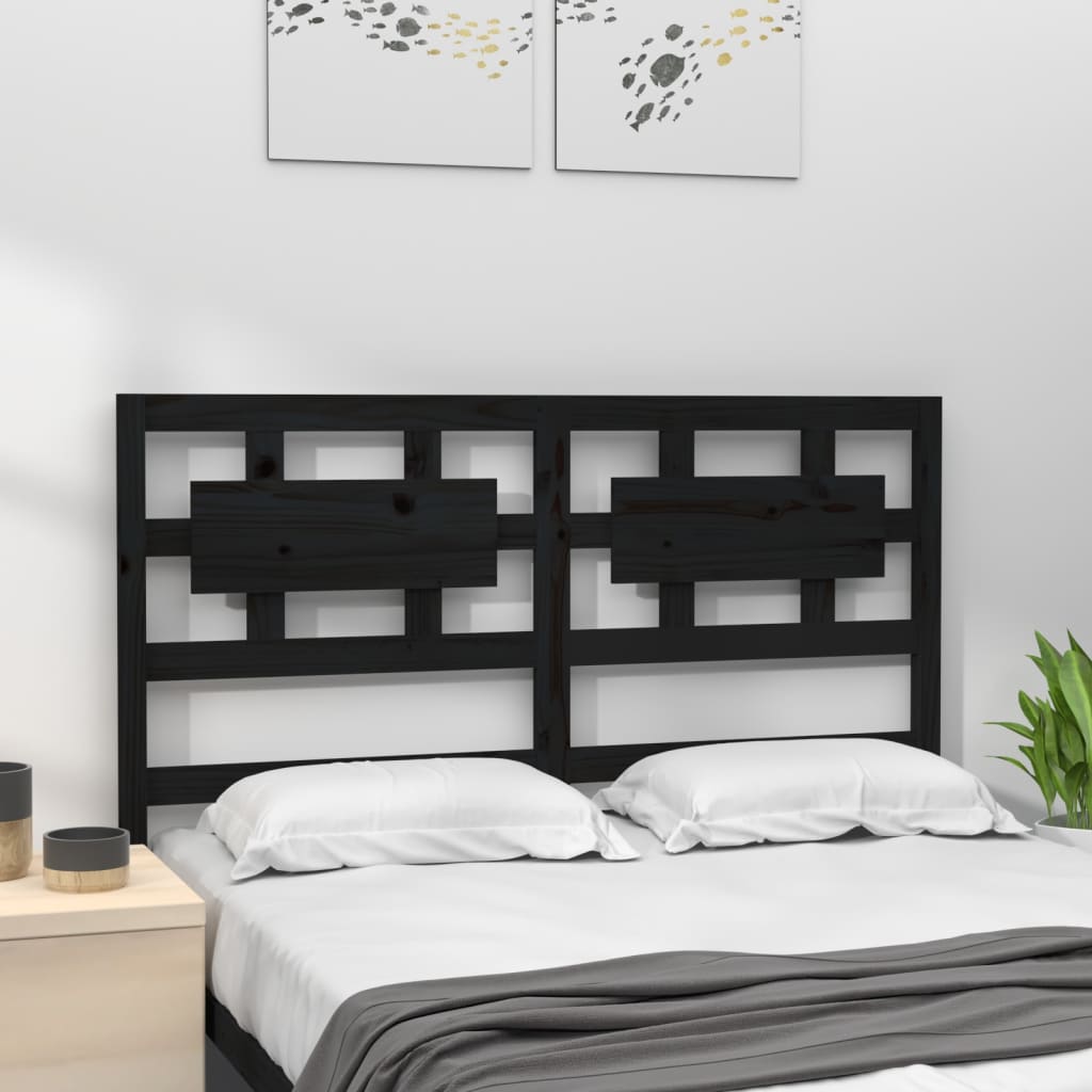 sengegærde 205,5x4x100 cm massivt fyrretræ sort