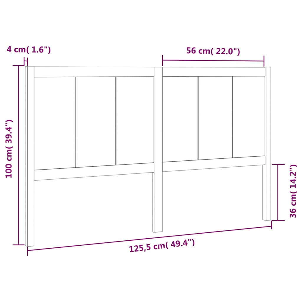 sengegærde 125,5x4x100 cm massivt fyrretræ sort
