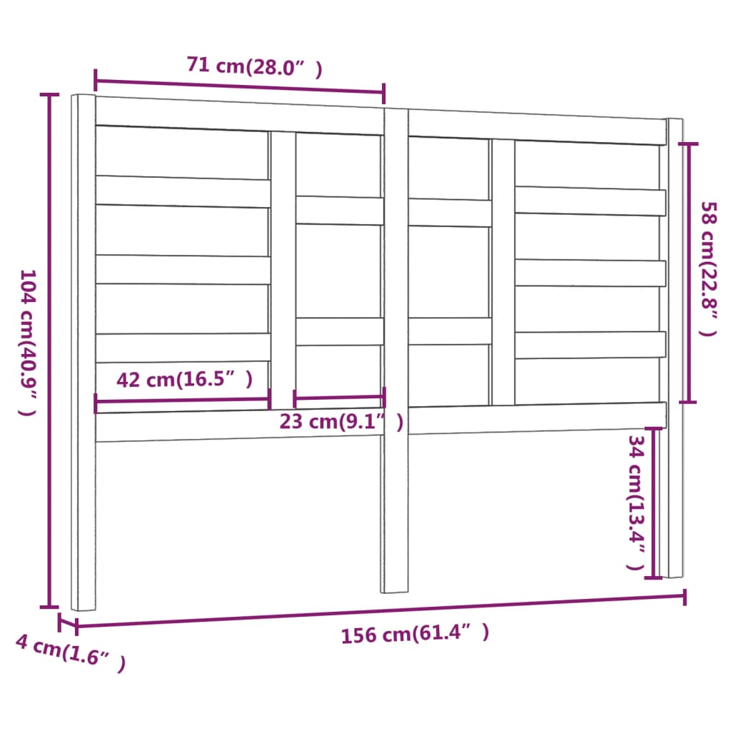sengegærde 156x4x104 cm massivt fyrretræ sort