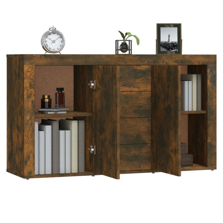 skænk 120x36x69 cm konstrueret træ røget egetræsfarve