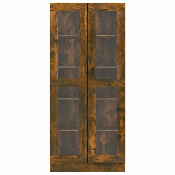 vitrineskab 82,5x30,5x185 cm konstrueret træ røget egetræ