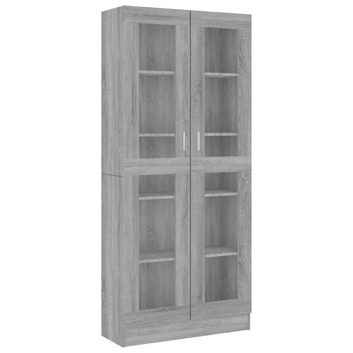 vitrineskab 82,5x30,5x185 cm konstrueret træ grå sonoma-eg