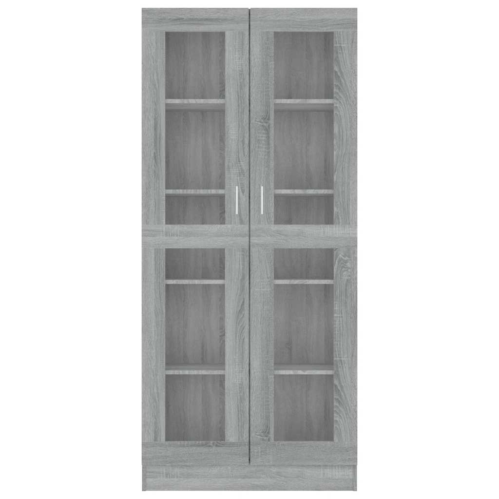 vitrineskab 82,5x30,5x185 cm konstrueret træ grå sonoma-eg