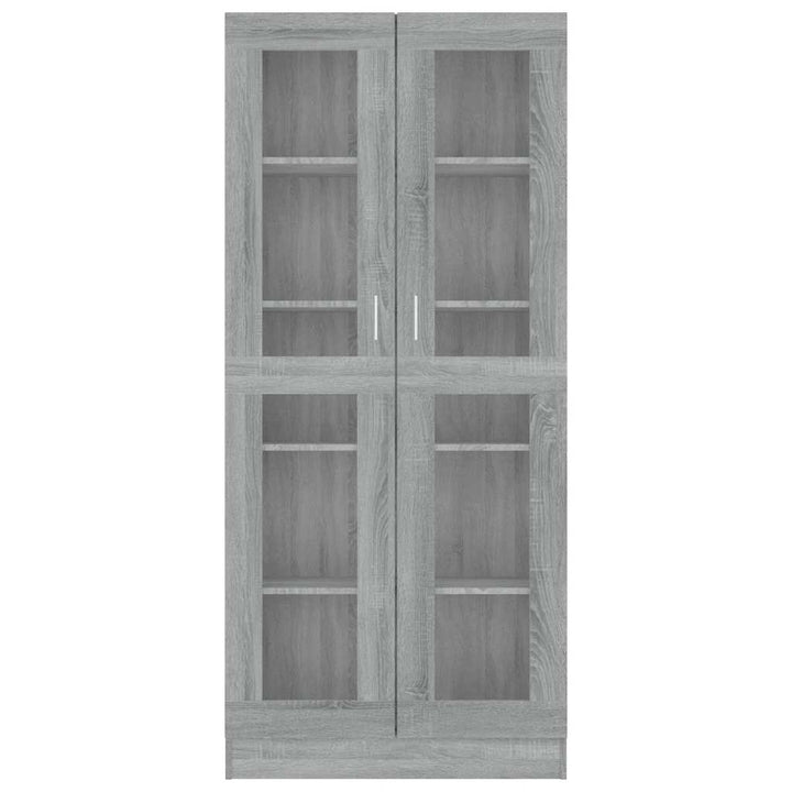 vitrineskab 82,5x30,5x185 cm konstrueret træ grå sonoma-eg