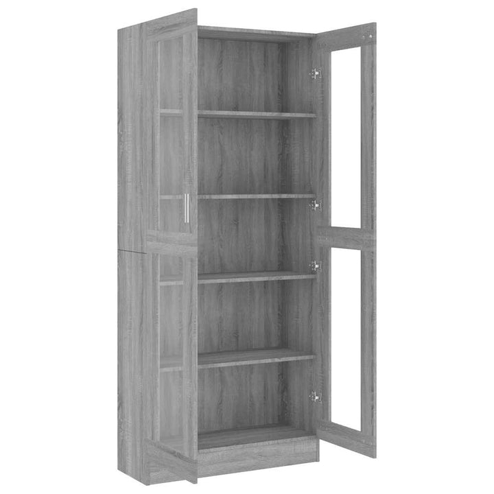 vitrineskab 82,5x30,5x185 cm konstrueret træ grå sonoma-eg