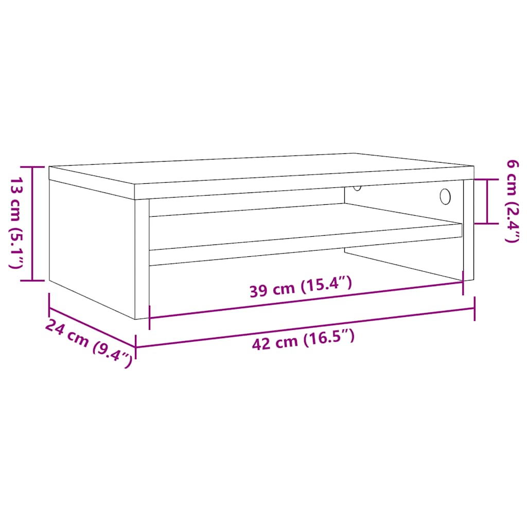 skærmstander 42x24x13 cm konstrueret træ røget egetræsfarve