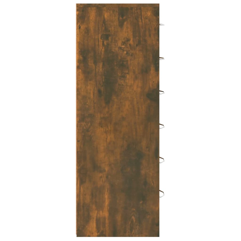 skænk med 6 skuffer 50x34x96 cm konstrueret træ røget egetræ
