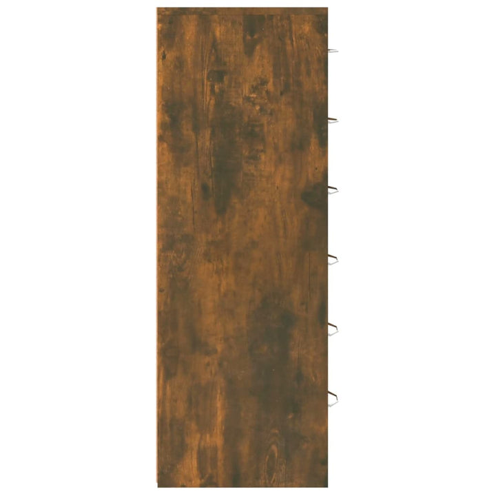 skænk med 6 skuffer 50x34x96 cm konstrueret træ røget egetræ