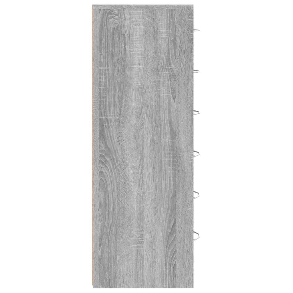 skænk med 6 skuffer 50x34x96 cm konstrueret træ grå sonoma-eg