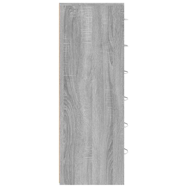 skænk med 6 skuffer 50x34x96 cm konstrueret træ grå sonoma-eg