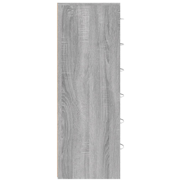 skænk med 6 skuffer 50x34x96 cm konstrueret træ grå sonoma-eg