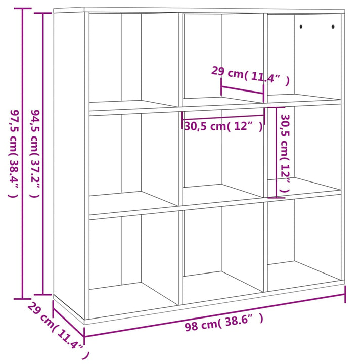 bogreol 98x29x97,5 cm grå sonoma-eg