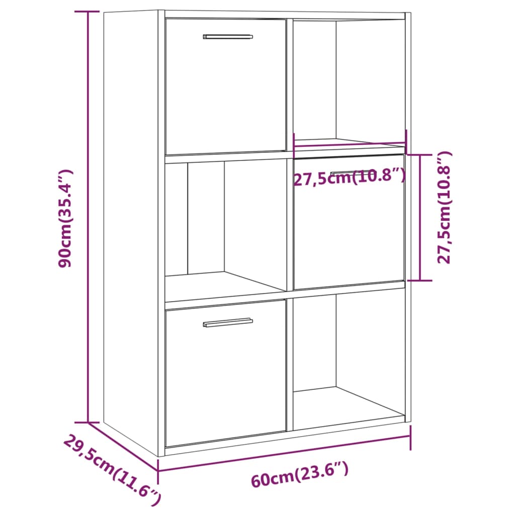opbevaringsskab 60x29,5x90 cm røget egetræsfarve
