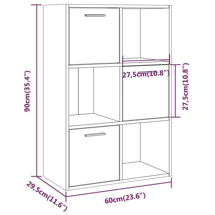 opbevaringsskab 60x29,5x90 cm grå sonoma-eg