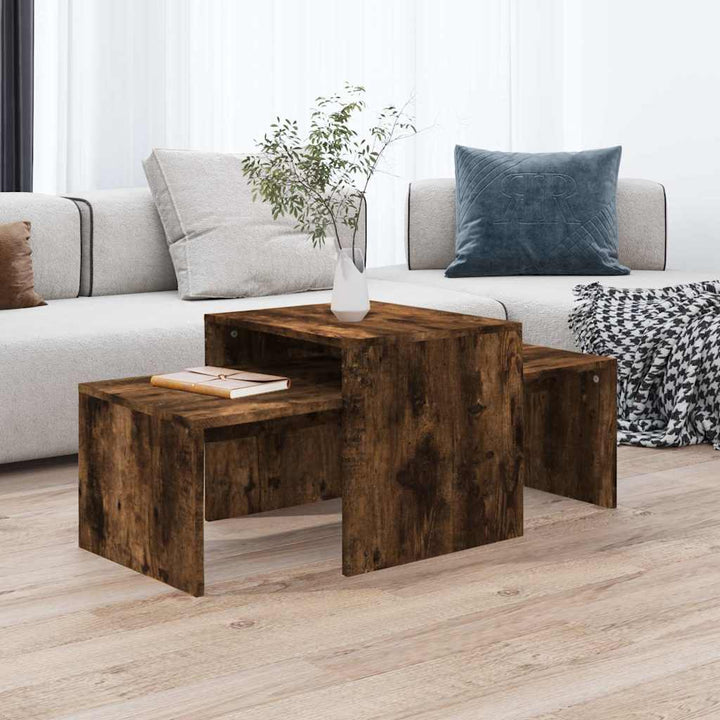 sofaborde 3 dele 100x48x40 cm konstrueret træ røget egetræ