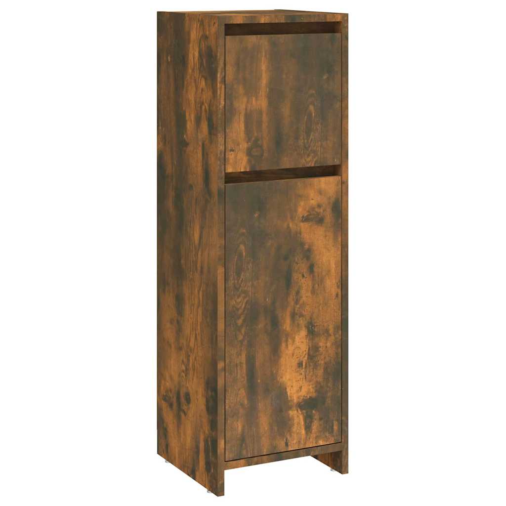 badeværelsesskab 30x30x95 cm konstrueret træ røget egetræ
