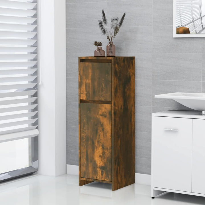 badeværelsesskab 30x30x95 cm konstrueret træ røget egetræ