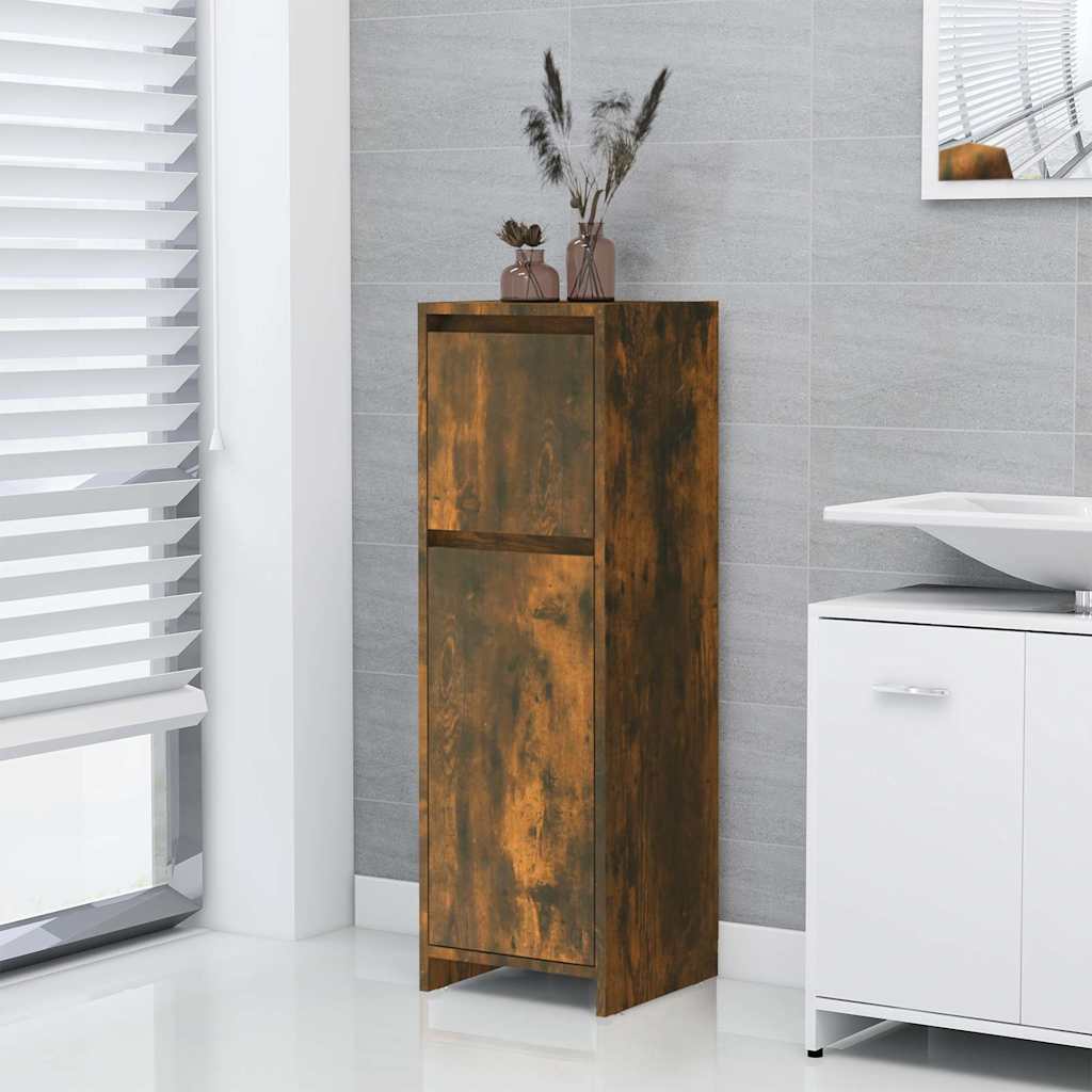 badeværelsesskab 30x30x95 cm konstrueret træ røget egetræ