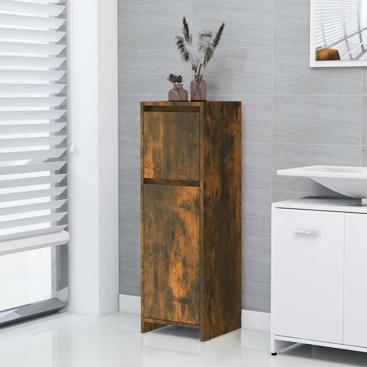 badeværelsesskab 30x30x95 cm konstrueret træ røget egetræ