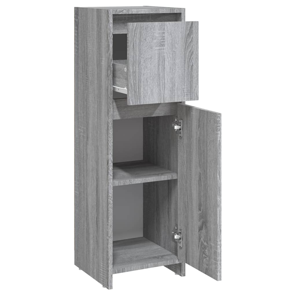 badeværelsesskab 30x30x95 cm konstrueret træ grå sonoma-eg