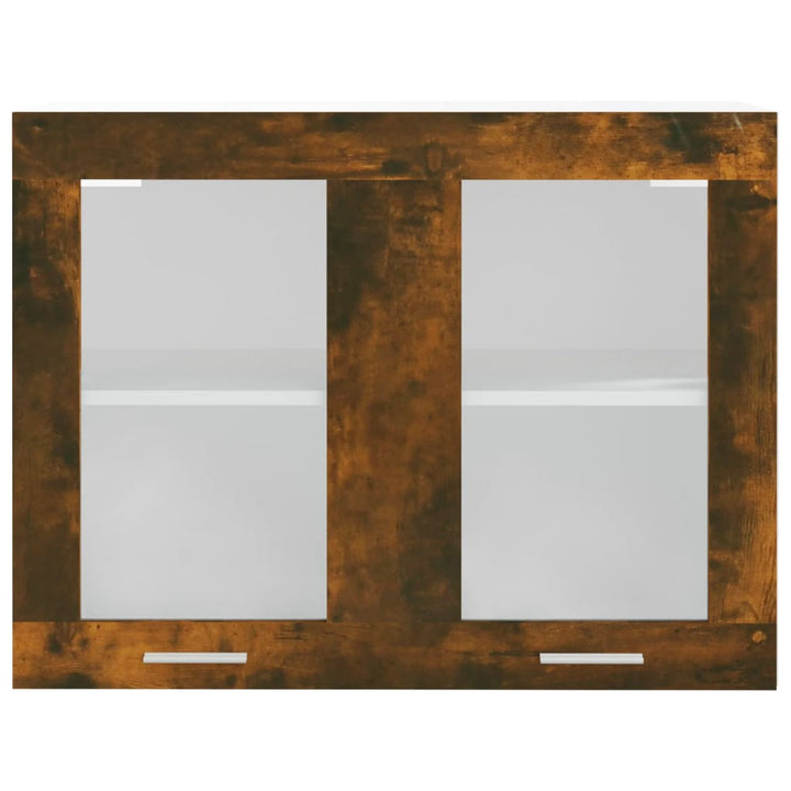 hængende vitrineskab "Lyon" røget eg 80x31x60 cm konstrueret træ