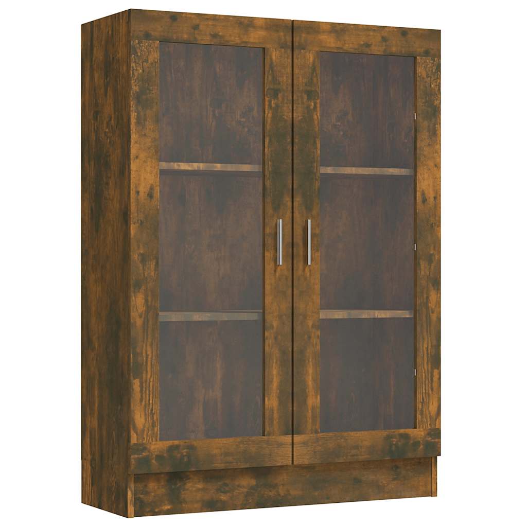 vitrineskab 82,5x30,5x115 cm konstrueret træ røget egetræ