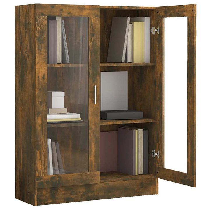 vitrineskab 82,5x30,5x115 cm konstrueret træ røget egetræ