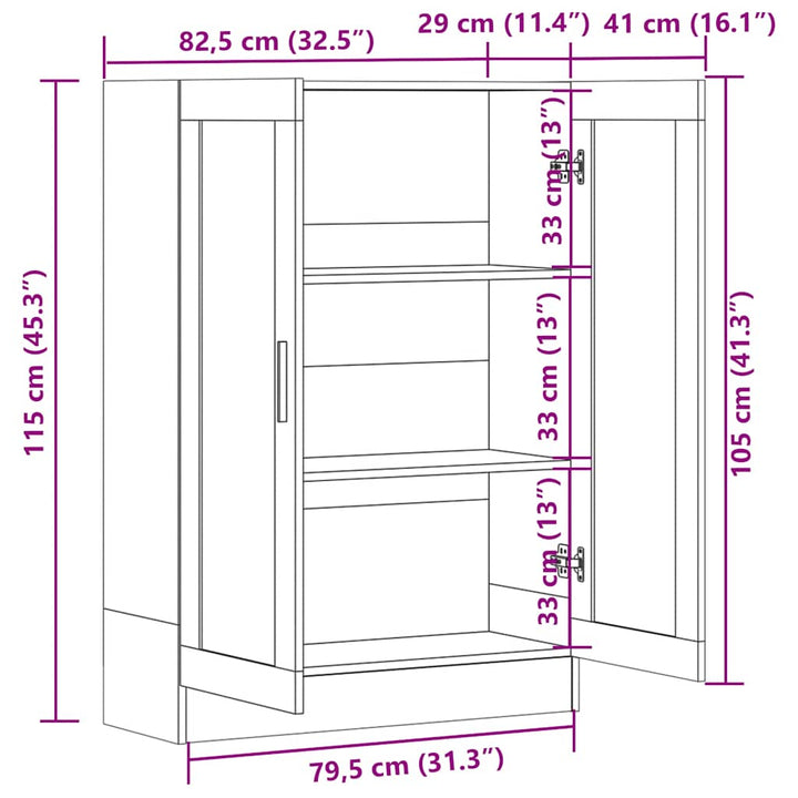 vitrineskab 82,5x30,5x115 cm konstrueret træ røget egetræ