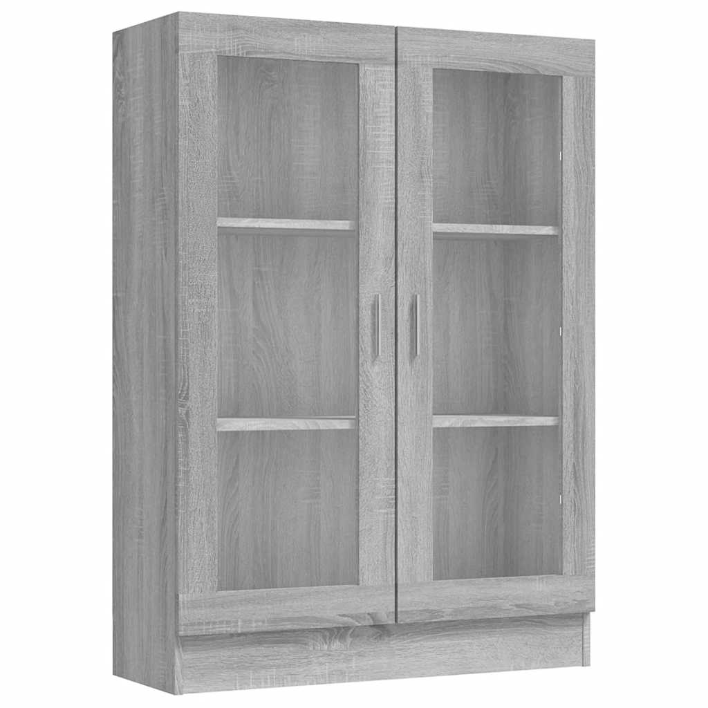 vitrineskab 82,5x30,5x115 cm konstrueret træ grå sonoma-eg