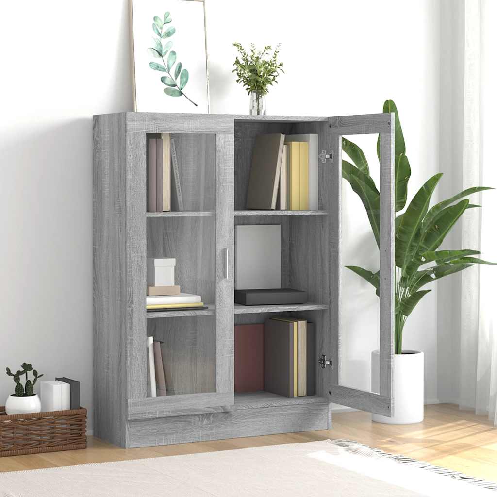 vitrineskab 82,5x30,5x115 cm konstrueret træ grå sonoma-eg