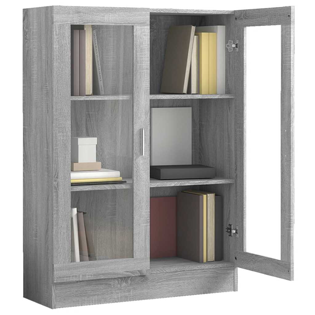 vitrineskab 82,5x30,5x115 cm konstrueret træ grå sonoma-eg