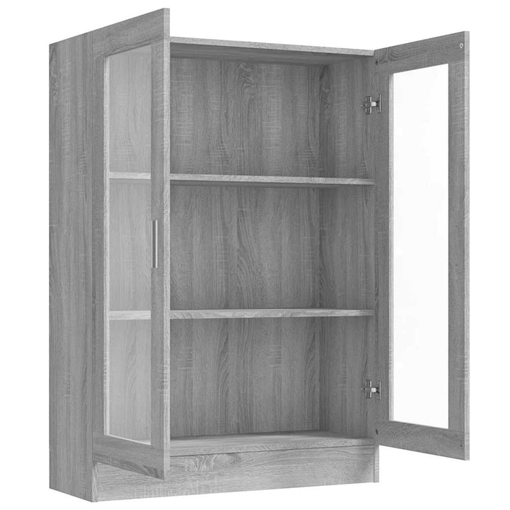 vitrineskab 82,5x30,5x115 cm konstrueret træ grå sonoma-eg