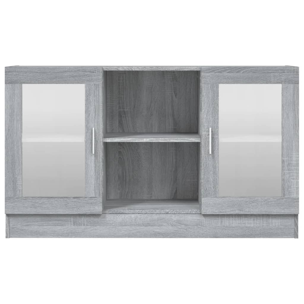 vitrineskab 120x30,5x70 cm konstrueret træ grå sonoma-eg