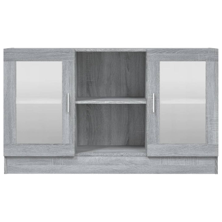 vitrineskab 120x30,5x70 cm konstrueret træ grå sonoma-eg