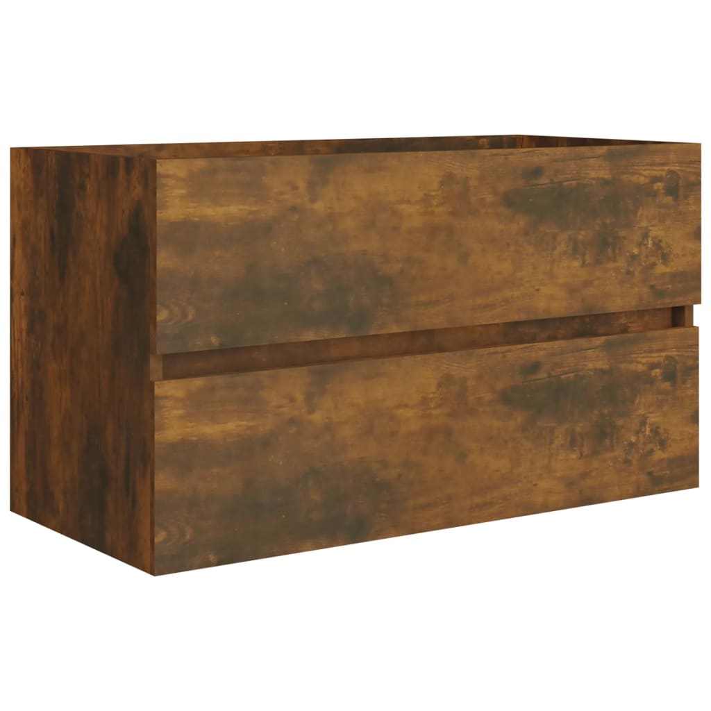badeværelsesskab 80x38,5x45 cm konstrueret træ røget egetræ