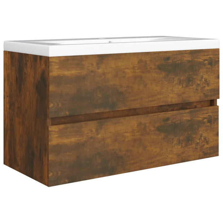 badeværelsesskab 80x38,5x45 cm konstrueret træ røget egetræ