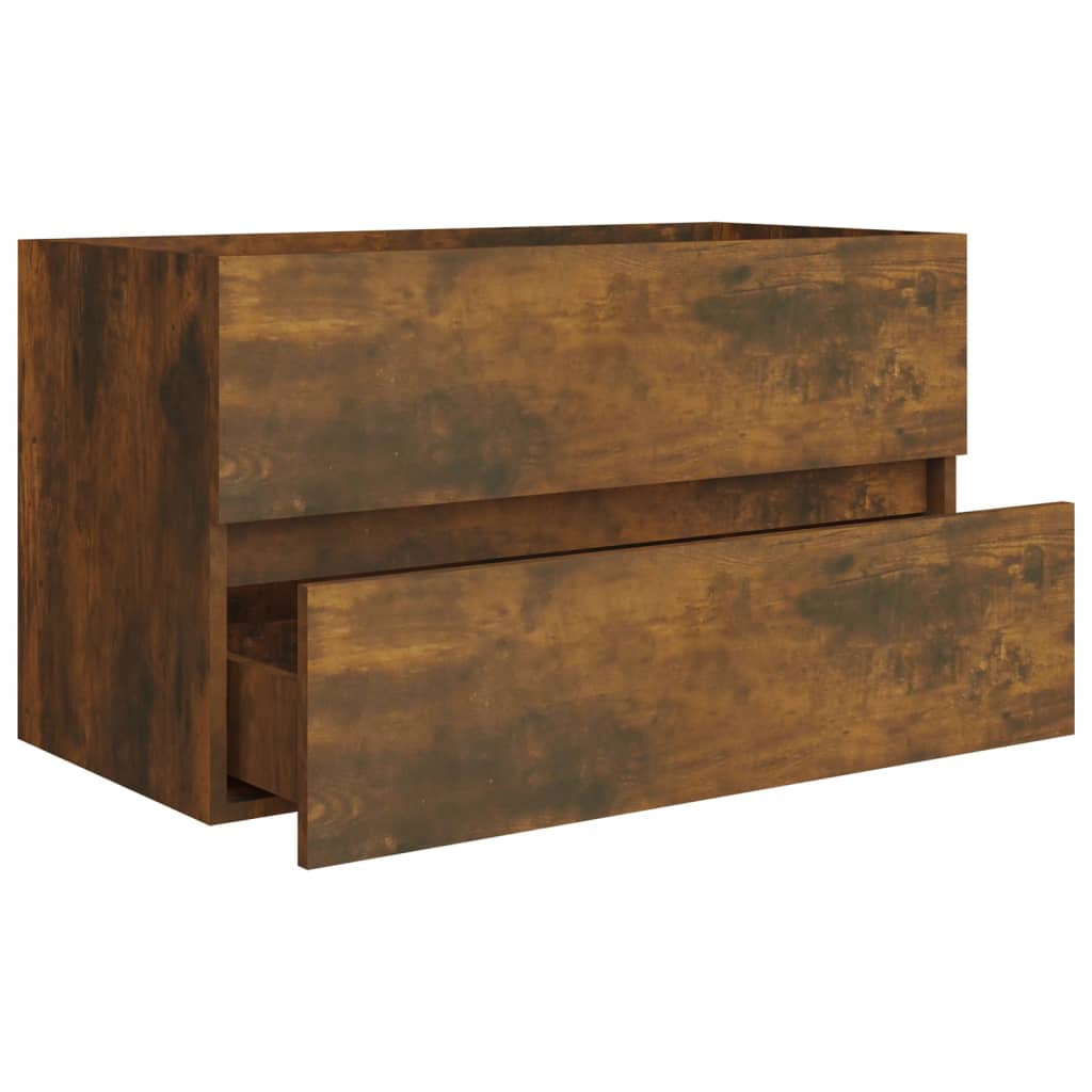 badeværelsesskab 80x38,5x45 cm konstrueret træ røget egetræ