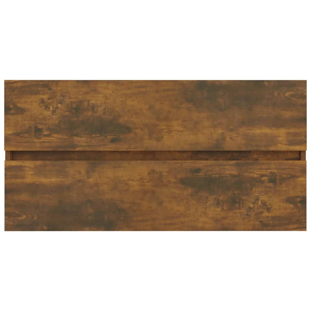 badeværelsesskab 90x38,5x45 cm konstrueret træ røget egetræ