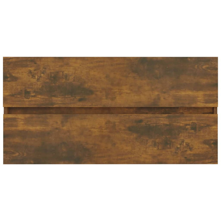 badeværelsesskab 90x38,5x45 cm konstrueret træ røget egetræ