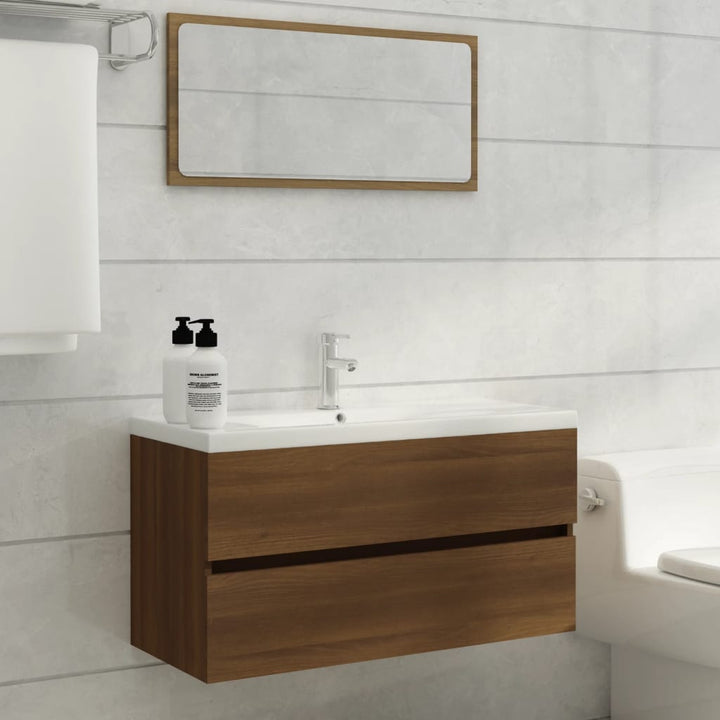 underskab 90x38,5x45 cm konstrueret træ brun egetræ