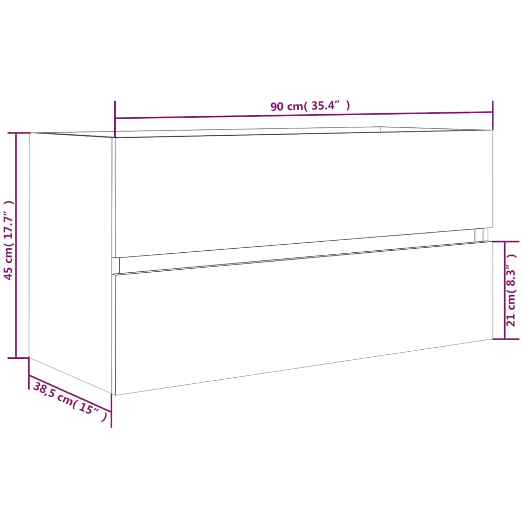 underskab 90x38,5x45 cm konstrueret træ brun egetræ